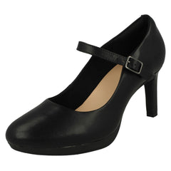 Ladies Clarks Platform Heeled Mary Jane Style Court Shoes Ambyr Shine