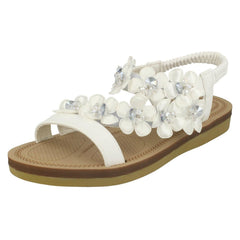 Ladies Anne Michelle Flower Trim Sandals