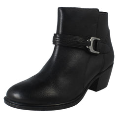 Ladies Clarks Zip Fastening Block Heeled Smart Casual Ankle Boots Neva Buckle