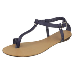 Ladies Spot On Flat Toeloop Sandal Ankle Strap
