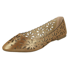 Ladies Spot On Flower Cut Out Ballerinas F80390