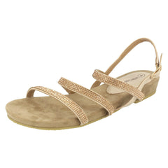 Ladies Leather Collection Diamante Slingback Sandals