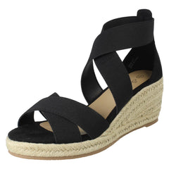 Ladies Savannah Elasticated Strap Wide Fit Wedge Heel Sandals F2308