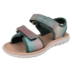 Kids Clarks Pattern Detailed Adjustable Sandals Surfing Tide K