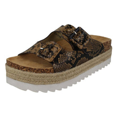 Ladies Down To Earth Flatform Mules F10921