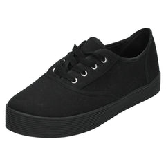Girls Spot On Canvas Lace Up Platform Shoes