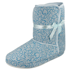 Ladies Spot On Heart Pattern Boot Slippers