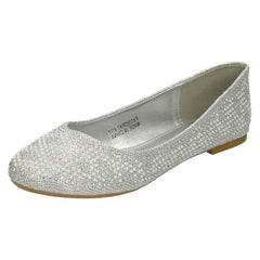 Ladies Spot On Diamante Bead Ballerinas F80385