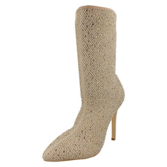 Ladies Anne Michelle High Heel Diamante Studded Calf Boots