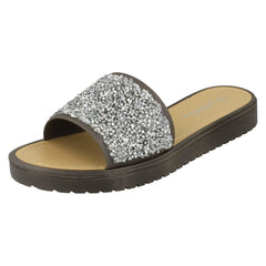Ladies Savannah Open Toe Glitter Front Sandals