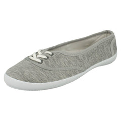 Ladies Spot On Canvas Flat Ballerina Pumps F8854