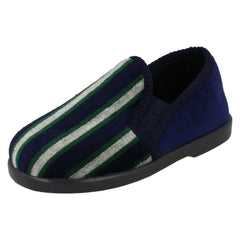 Boys Spot On Striped Full Slipper - Anthony
