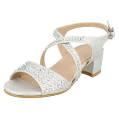 Girls Spot On Mid Heel Mule Sandals H1105