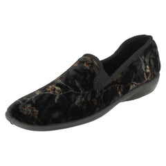 Ladies Spot On Embroided Floral Design Slippers