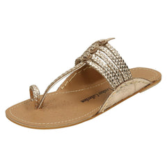 Ladies Leather Collection Flat Toeloop Braided Sandals F00077