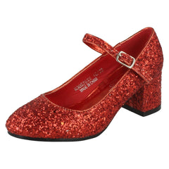 Girls Spot On Heeled Sparkly Dolly Shoes H3057