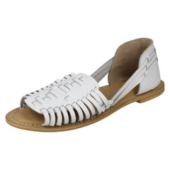Ladies Leather Collection Flat Weave Sandals F00145
