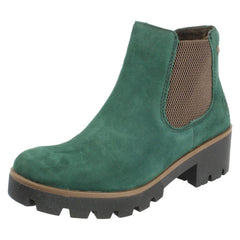 Ladies Rieker Chunky Gusset Detailed Heeled Ankle Boots 79265