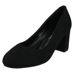 Ladies Anne Michelle Mid Block Heel Court Shoe with Metal Heel Trim F90117