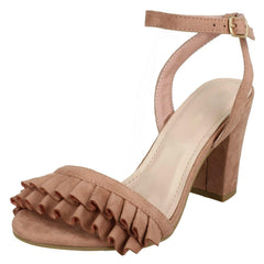 Ladies Spot On Mid Chunky Heel Sandals