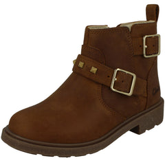 Girls Clarks Zip Fastened Ankle Boots With Studded Strap Astrol Trim T