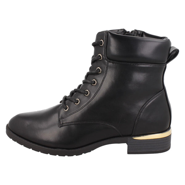 Ladies Spot On Mid Heel Ankle Boot F51198