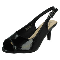 Ladies Spot On Peep Toe Buckle Sling Wide Fitting Sandals F12045