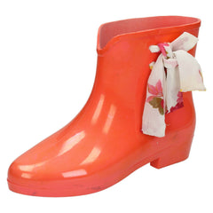 Ladies Spot On Tied Bow Detail Ankle Wellington Boots X1187