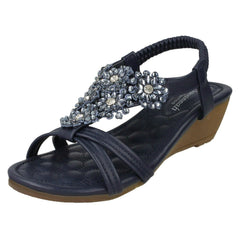 Ladies Savannah Mid Wedge Strappy Sandals F10792