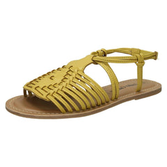 Ladies Leather Collection Flat Strappy Sandals F00159