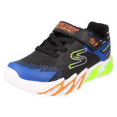 Boys Skechers Light Up Hook and Loop Casual Trainers Flex Glow Bolt 400138