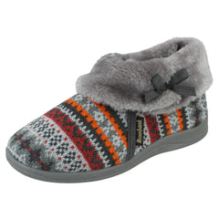 Ladies Rose Bank Memory Foam Aztec Print Bootee Slippers Emily