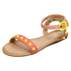 Girls Spot On Flat Ankle Strap Sandal H0116