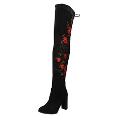 Ladies Spot On Floral Design Over The Knee Boots