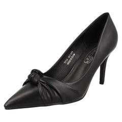 Ladies Spot On High Heel Twist Knot Vamp Pointed Toe Court Shoe F90130