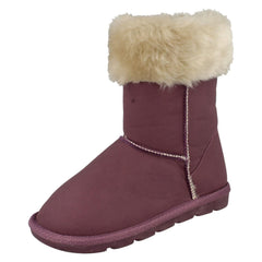 Girls Spot On Faux Fur Trim Casual Boots
