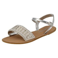 Ladies Spot On Leather Collection Beaded Sandals