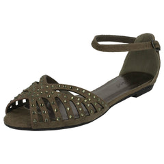 Ladies Anne Michelle Flat Diamante Trim Sandals