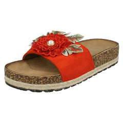 Ladies Spot On Flower Trim Mules