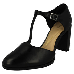 Ladies Clarks T-Bar Heeled Court Shoes Freva85 Bar