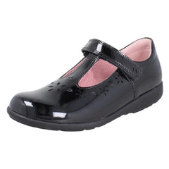Girls Startrite Flower Punch Detail T-Bar School Shoes Charlotte