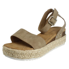 Ladies Savannah Buckle Fastening Ankle Strap Wedge Sandals F12095