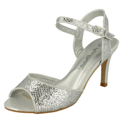 Ladies Anne Michelle Glitter Peep Toe Heels F10467