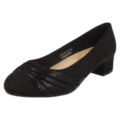 Ladies Spot On Block Heel Wide Fit Formal Satin Bow Court Shoes  F90153