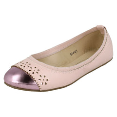 Girls Spot On Metallic Toecap Ballerina Shoes H2410