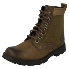 Boys Clarks Lace Up Combat Style Boots Heath Chard K
