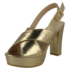 Ladies High Heeled Chunky Platform Sandals F12019