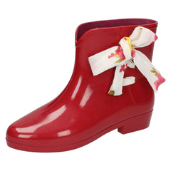 Ladies Spot On Tied Bow Detail Ankle Wellington Boots X1187