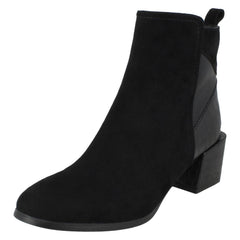 Ladies Spot On Block Heel Ankle Boots F51113
