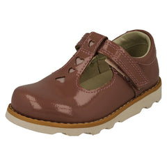 Girls Clarks T-Bar Heart Detailed Shoes Crown Teen T